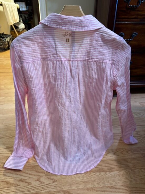 NWT $118 Lilly Pulitzer Sea View Button Down Conch Shell Pink Oxford Stripe S - Picture 6 of 6